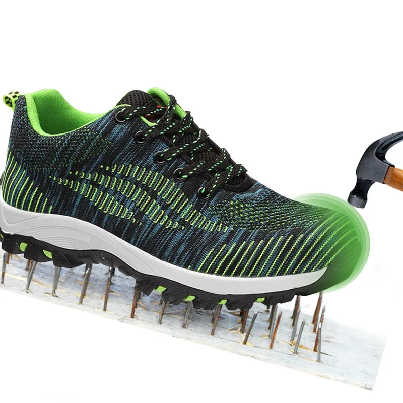

Men Casual Safety Shoes Breathable Mesh Lace Up Steel Toe Cap Work Shoes Puncture Proof Labor Insurance Wear resistant Boots