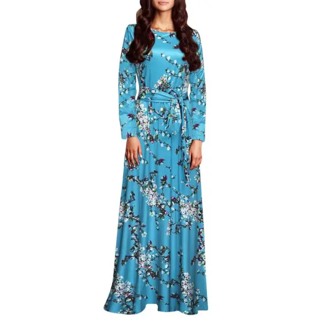 Belle pas cher robes Femmes D\u0027été Imprimer Longue Robe De Soirée Plage Robe Sundresss