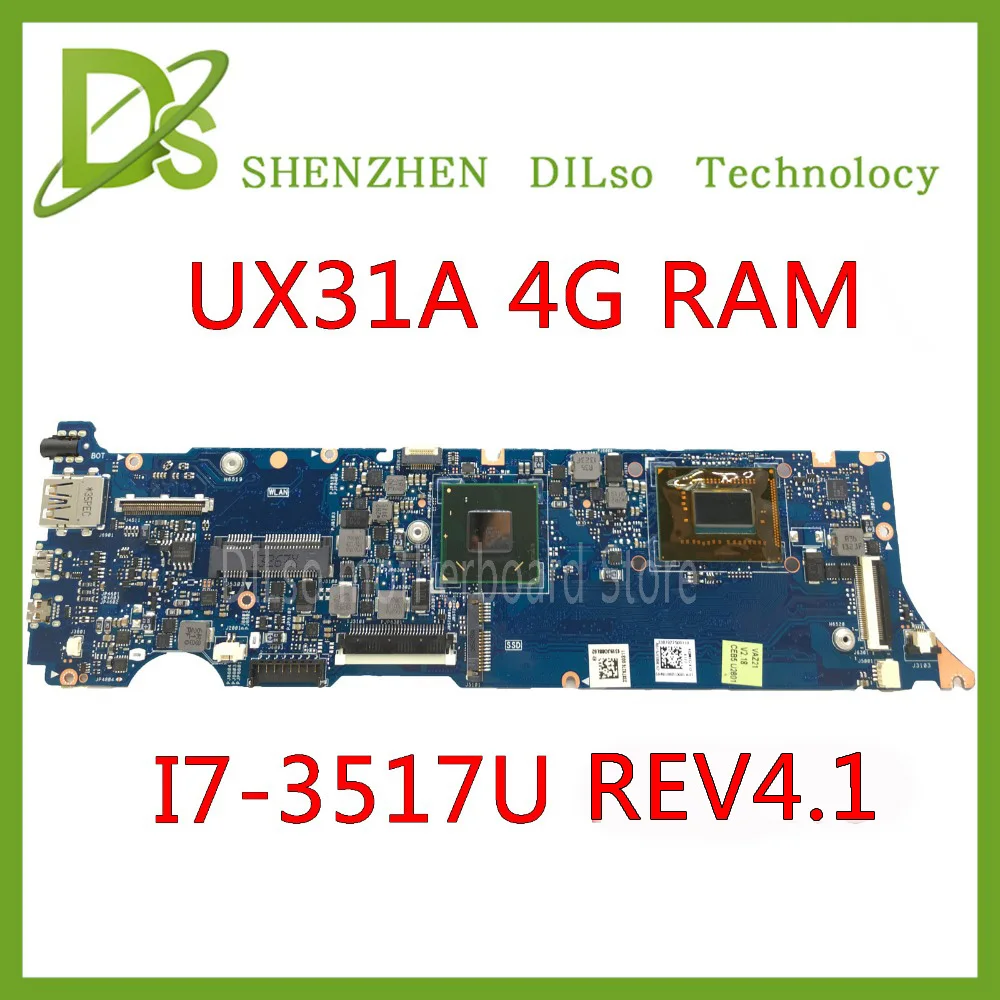 Kefu UX31A для ASUS UX31A UX31A2 Материнская плата ноутбука UX31A I7-3517U Процессор 4G Оперативная память rev4.1 UX31A плата Тесты