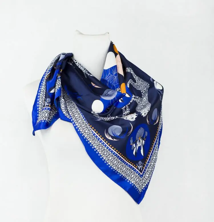 

Шарф шелковый, женский, Квадратный, в форме хиджаба, леопардовый, FZS43