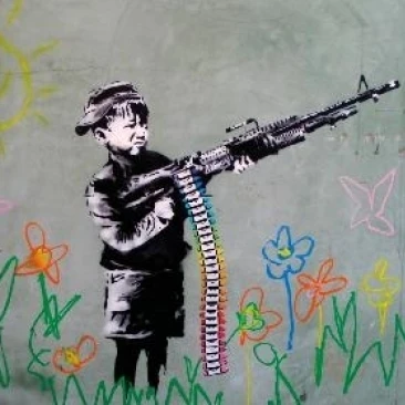 Banksy Crayon Crayon Shooter Laminated Poster (36 x 24)