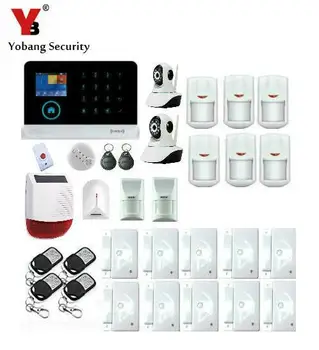 

Yobang Security-APP Wireless WIFI House Anti-theft Alarm System Panic GSM Alarmes With Network Camera Outdoor Strobe Siren Alarm
