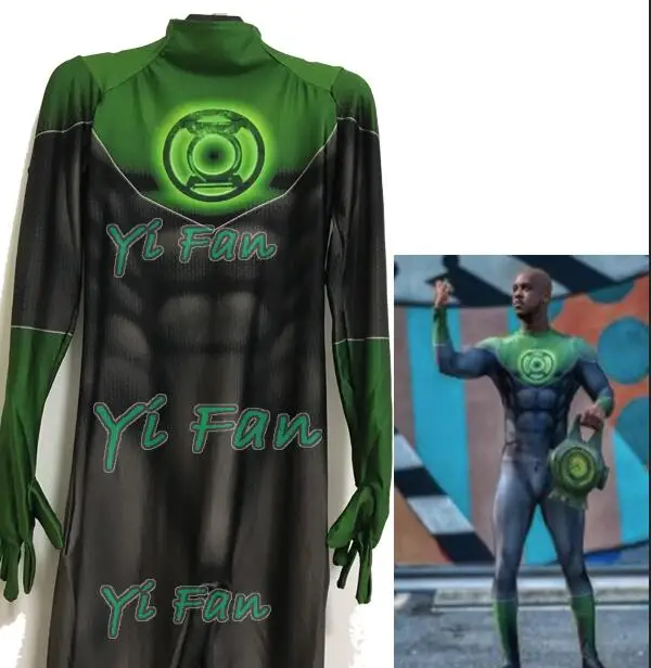 

Green Lantern 3D Printing Cosplay Costume Spandex Zentai Catsuit Halloween Costumes Custom Made Hot Sale