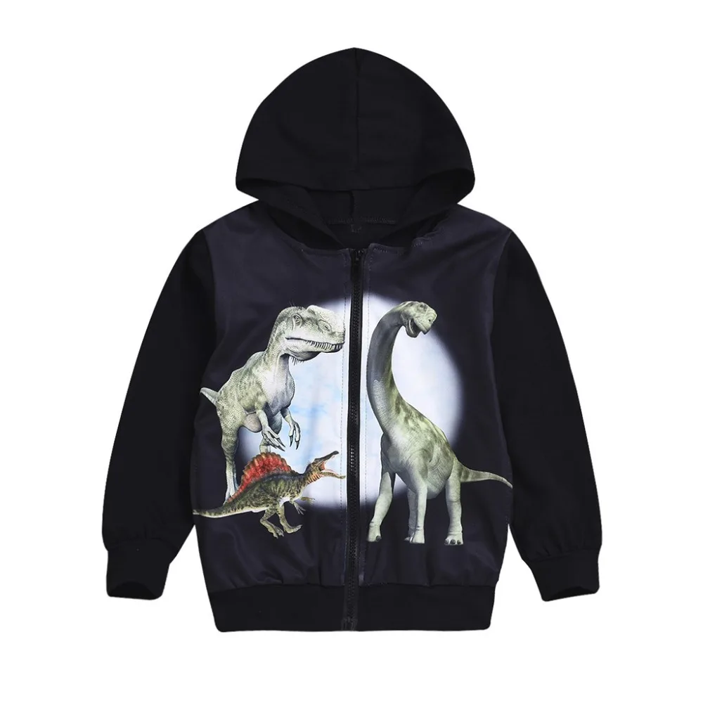 

CHAMSGEND Kid Clothes Lucky Children Kids Long Sleeve Baby Hoodie for Girls Zipper Cartoon Dinosaur Hooded Sweatshirt Tops P30