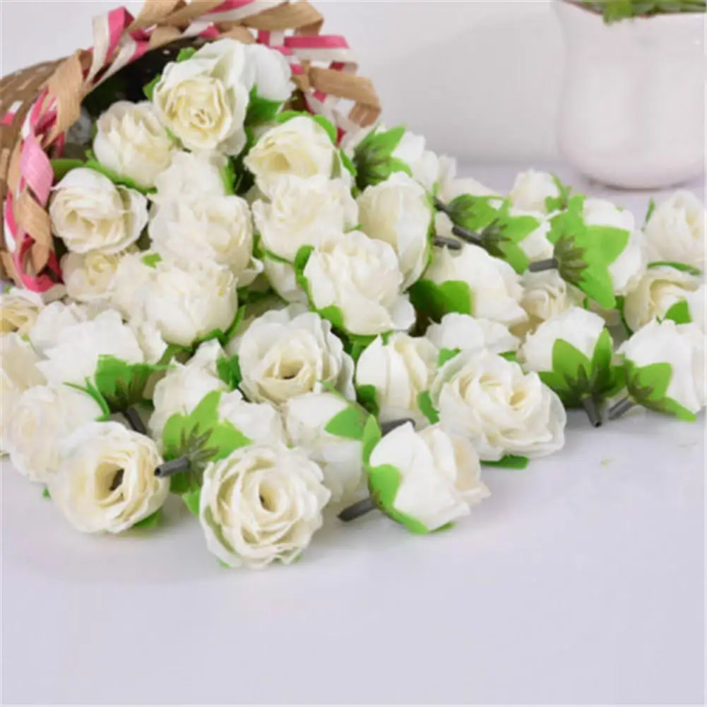 50pcs Artificial Silk Rose Flower Heads Bulk Wedding Party Decor Pink White