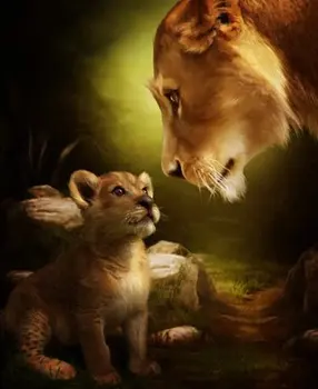 

R Thread 100% Printed Unfinished Cross Stitch Patterns Sets Embroidery Handmade Needlework Kits Lion Love