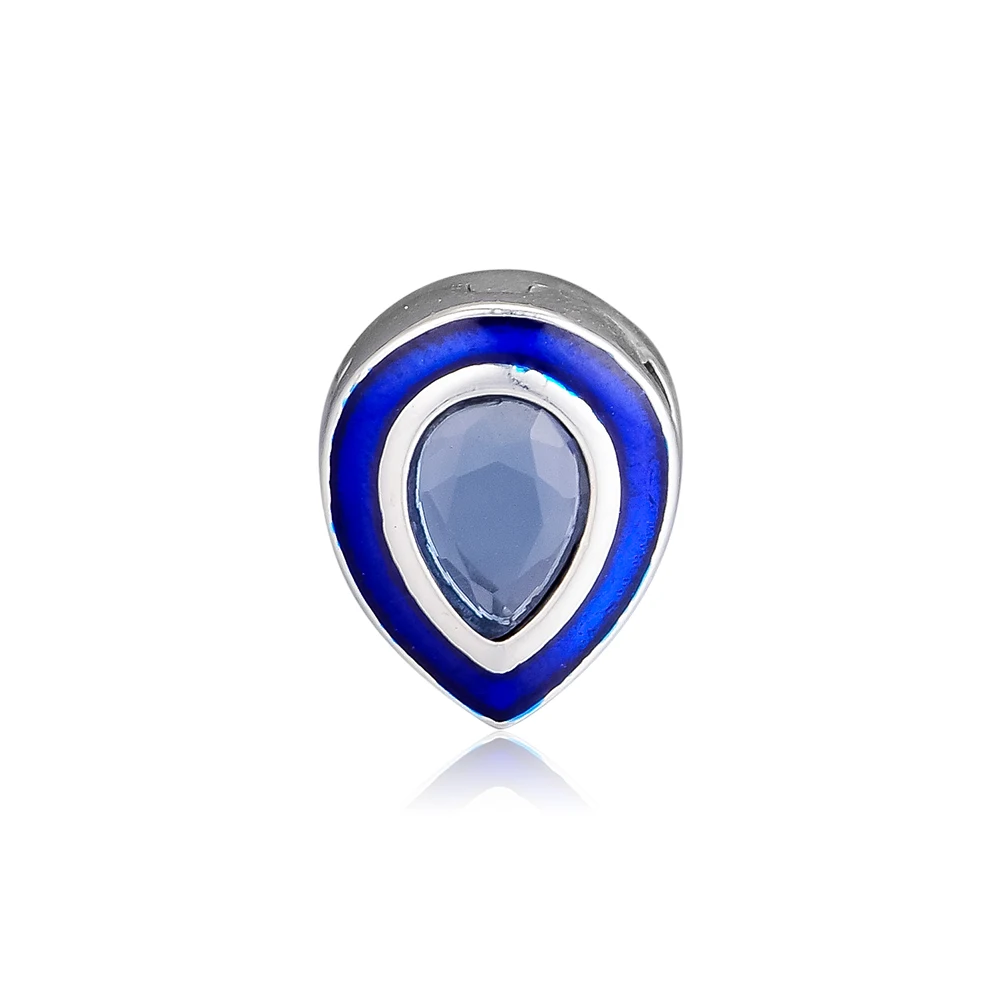 

CKK Dazzling Blue Droplet Clip Charms 925 Original Fit Reflexions Bracelets Sterling Silver Charm Beads for Jewelry Making Bead