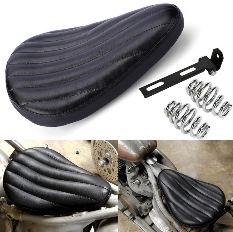

Black Roll Leather Spring Solo Seat Saddle Bracket Fit For Harley Chopper Custom Bobber