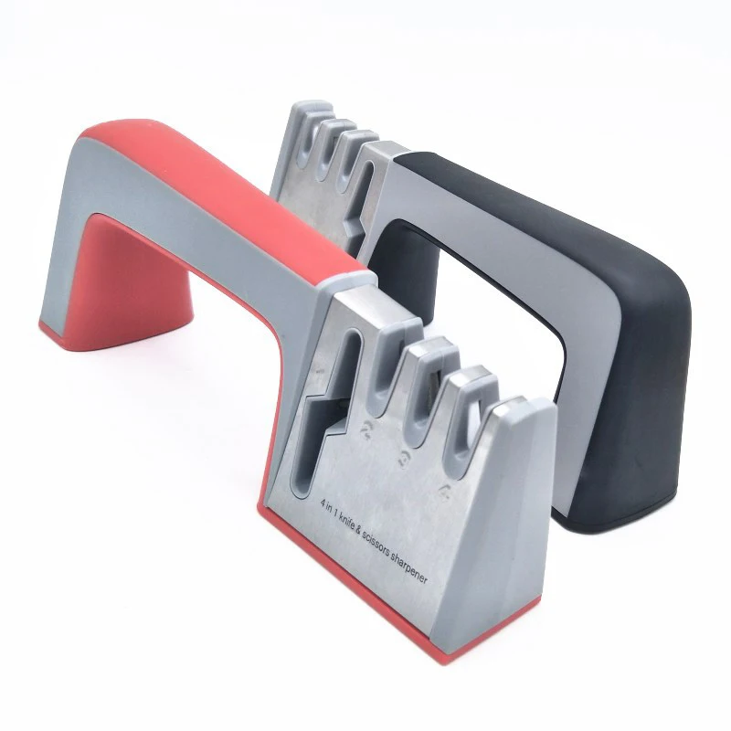 4 in 1 Scissor and Knife Sharpener Stainless Steel Ceramic Sharpening Stone Professional Manual Diamond Sharpener Kitchen Tools 6