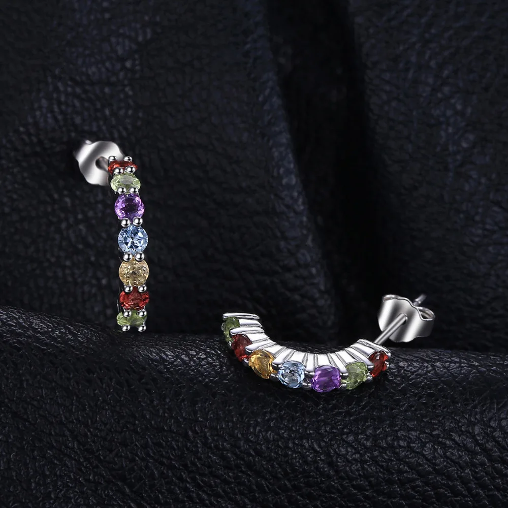JewelryPalace 0.7ct Multicolor Natural Amethyst Citrine Garnet Peridot Blue Topaz Drop Earrings 925 Sterling Silver Fine Jewelry