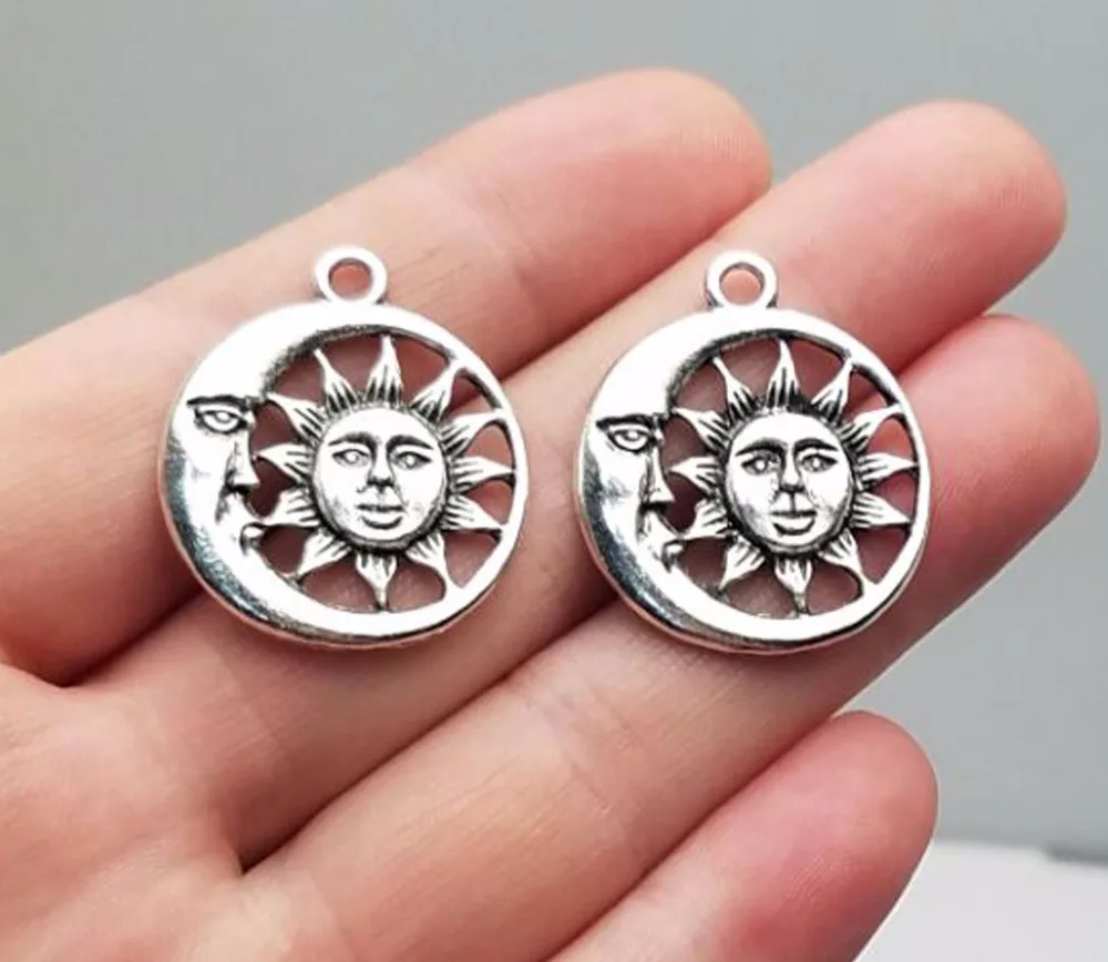 

15pcs/lot--26mm, Antique silver plated sun moon charms,DIY supplies, Jewelry accessories
