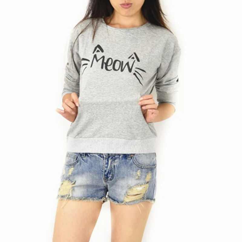 

Black Gray Harajuku Hoodies Korean Fashion Letter Printed Sweatshirt Women Cat Long Sleeve Pullovers Autumn