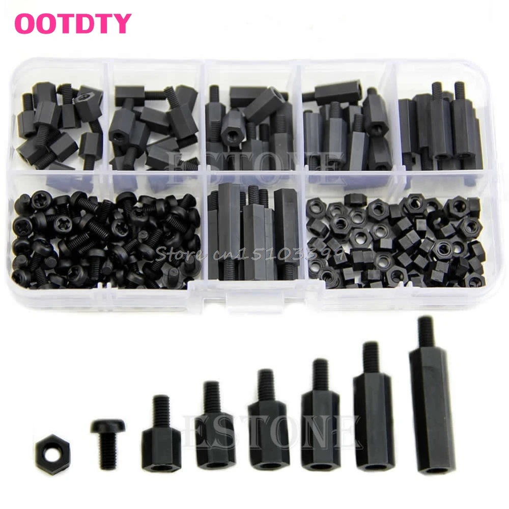 

M3 Nylon Black Hex M-F Spacers/ Screws/ Nuts Assorted Kit, Standoff G08 Drop ship