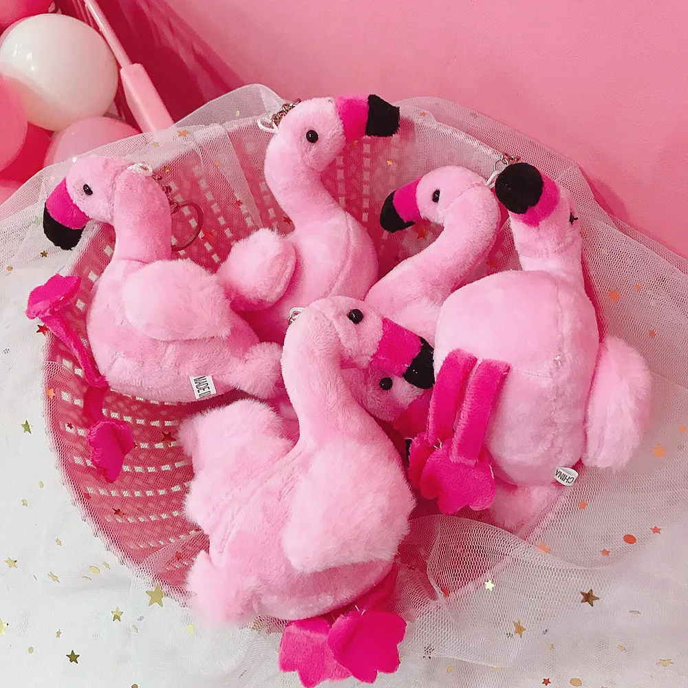 Прекрасный плюшевый розовый Птица настоящая жизнь плюшевые брелоки Мультфильм Ключ Пряжка девочка сумка кулон подарок для девочек DIY украшения