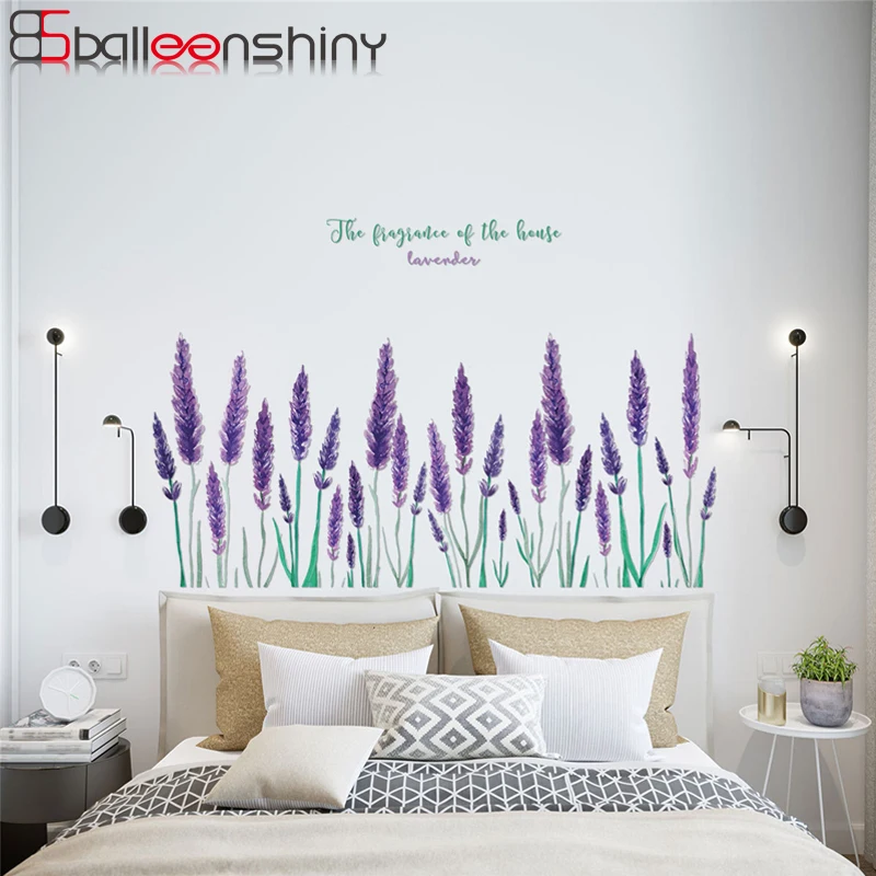 

BalleenShiny Purple Lavender Plane Wall Sticker Creativa Plants Household Kids Bedroom Toy Room Decals Removable Art Mural