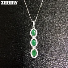 Подлинная изумруд драгоценный камень подвески из натурального камня 925 пробы серебро женщины прекрасное ювелирное ожерелье