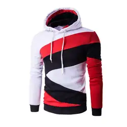 Модные Необычные полосы с длинным рукавом Drawstring Man Hoodie Зимний пуловер Топ