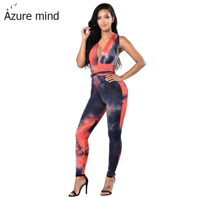 Sexy глубокий v шеи спинки женщины бинты комбинезон 2016 топ мода slim bodycon длинный