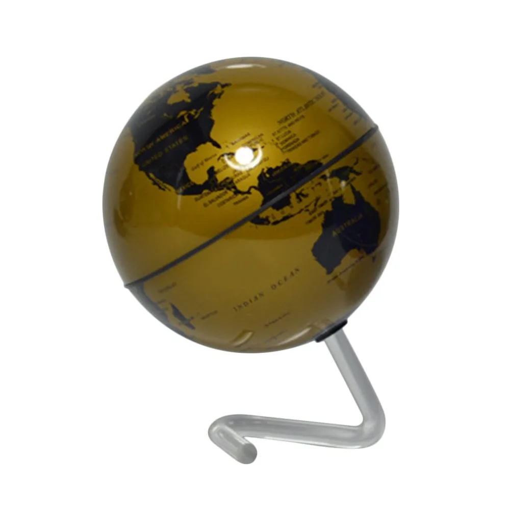 

4" Gold Self-Rotating Geography World Tech Education Globe World Map Ornaments For Home Office Decor Craft Gift for Children