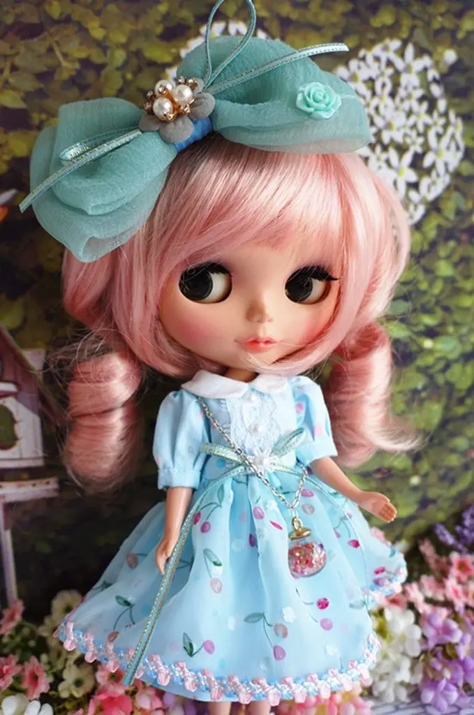 Handmade Blyth Doll Outfit Evening Dress Pullip Dress Azone Dress Aqua