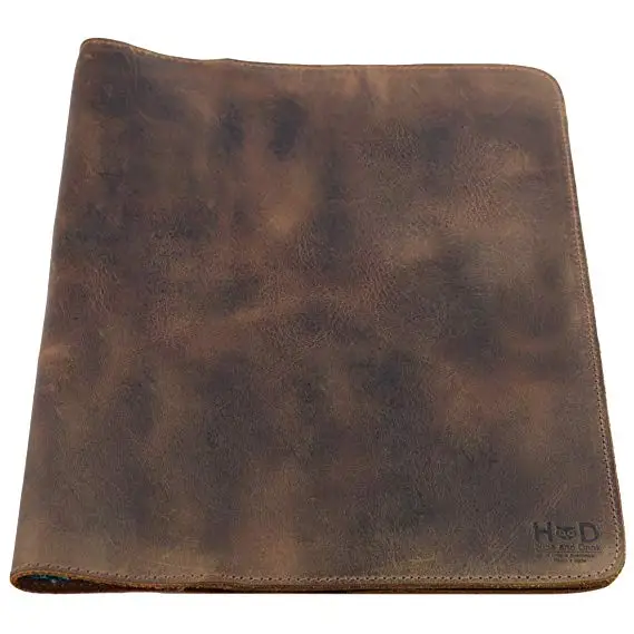 

Rustic Leather Journal Cover Colorful fabric bookmark is made using an ancient hand-woven technique using a back strap loom