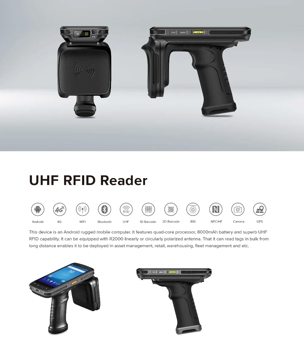 Coletor de Dados Scanner de Código de Barras com Uhf Alta Qualidade Móvel Handheld Terminal 4g Android 6.0 1d - 2d Rfid Leitor Pistola Aperto Pda 3 pda terminal 4g android 6.0 1d 2d