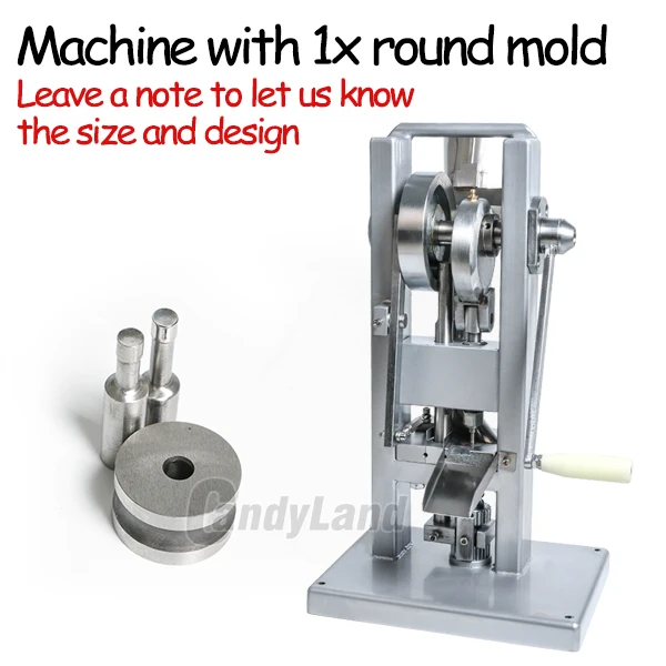 CandyLand TDP0 Manual Single Punch Sugar Tablet Press Machine Pill Slice Making Hand-Operated Mini Type Calcium Tablet Maker - Цвет: Machine with 1xmold