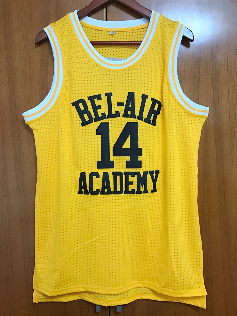 Prix pour Will Smith #14 Le Prince De Bel-Air de Basket-Ball Jersey Tous piqué Jaune Prix pour Will Smith #14 Le Prince De Bel-Air de Basket-Ball Jersey Tous piqué Jaune