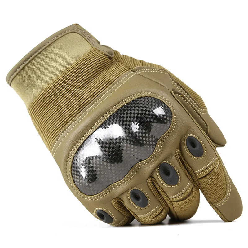 WOLFONROAD Спорт на открытом воздухе Перчатки Походные Военные тактические перчатки Для Мужчин's армейские боевые перчатки жесткий корпус кожаные перчатки с перчатками - Цвет: Khaki