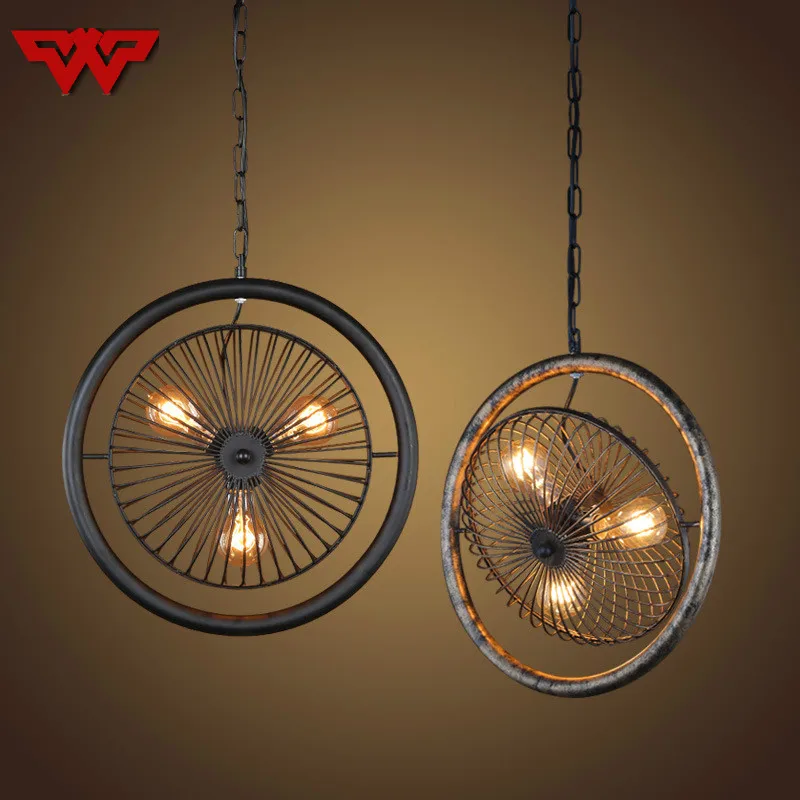 

Industrial Wind Vintage Nordic Droplight Pub Study Creative Loft Wrought Iron Fan Pendant Lamp Vintage Pendant Light