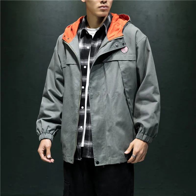 Mens Jackets and Coats Autumn Hip hop MensPocket Hooded Jacket Men Bomber street Jacket Teen Top Jackets for Men Streetwear 2019