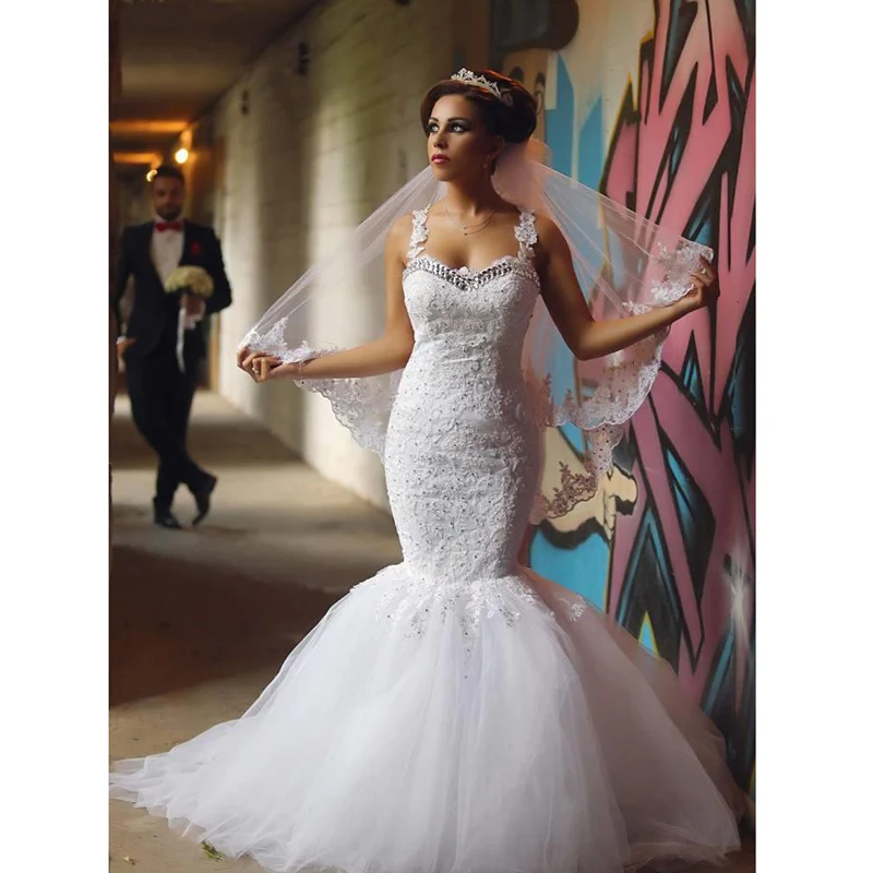 New Mermaid Wedding Dresses 2016 Arabic Sweetheart Lace ...