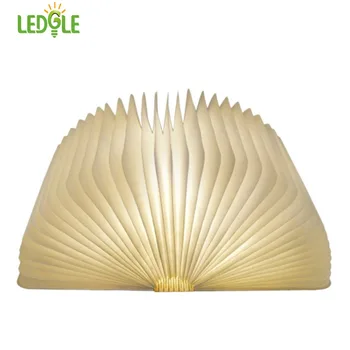 

LEDGLE Foldable LED Book Light Rechargeable LED Night Light Creative Wooden Lamp for Decor Book Shape Lights Magnet Warm White