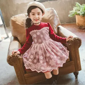 

Christmas children's snowflake embroidery princess dress 2018 autumn and winter plus velvet girls dress matching elk bag
