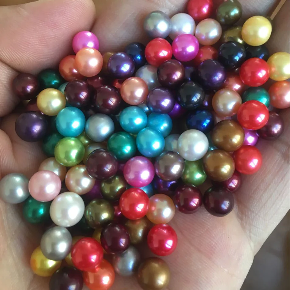 10pcs Perfectly AAAA Round Pearls Dyed Loose Pearl Beads 6 7MM Vibrant
