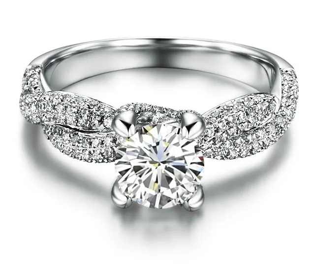 twist setting paved unique designer 1ct synthetic diamonds engagement ring for women wedding sterling silver jewelry - Cheap Real Diamond Wedding Rings twist setting paved unique designer 1ct synthetic diamonds engagement ring for women wedding sterling silver jewelry - Cheap Real Diamond Wedding Rings
