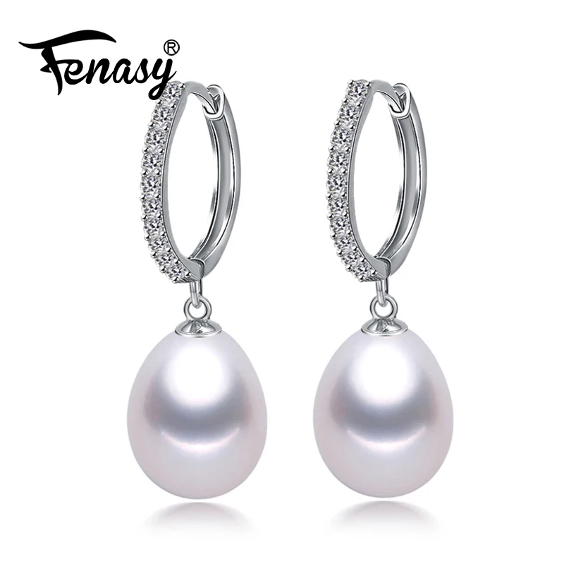 FENASY Pearl Jewelry charms earrings Pearl with 925 Sterling Silver ...