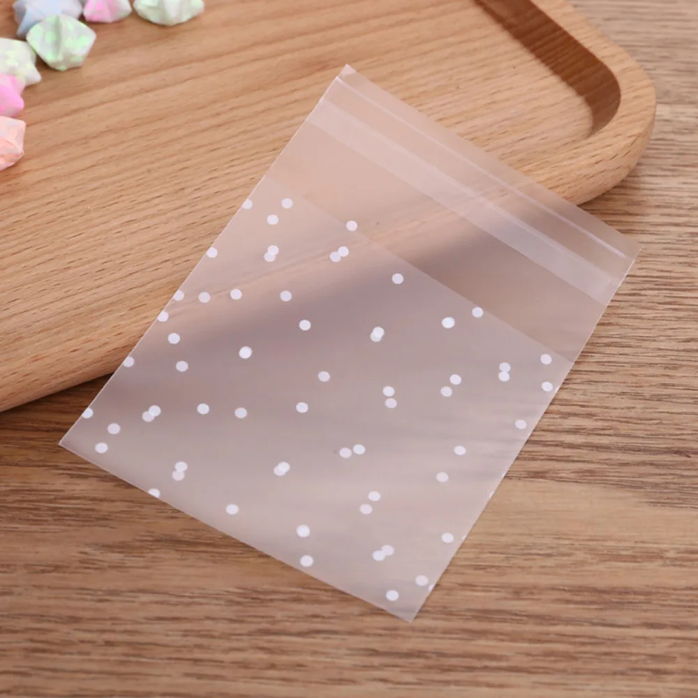 

100Pcs 4 Sizes White Dots Transparent Frosted OPP Plastic Christmas Gift Bag Birthday Party Wedding Cookie Candy Packaging bags