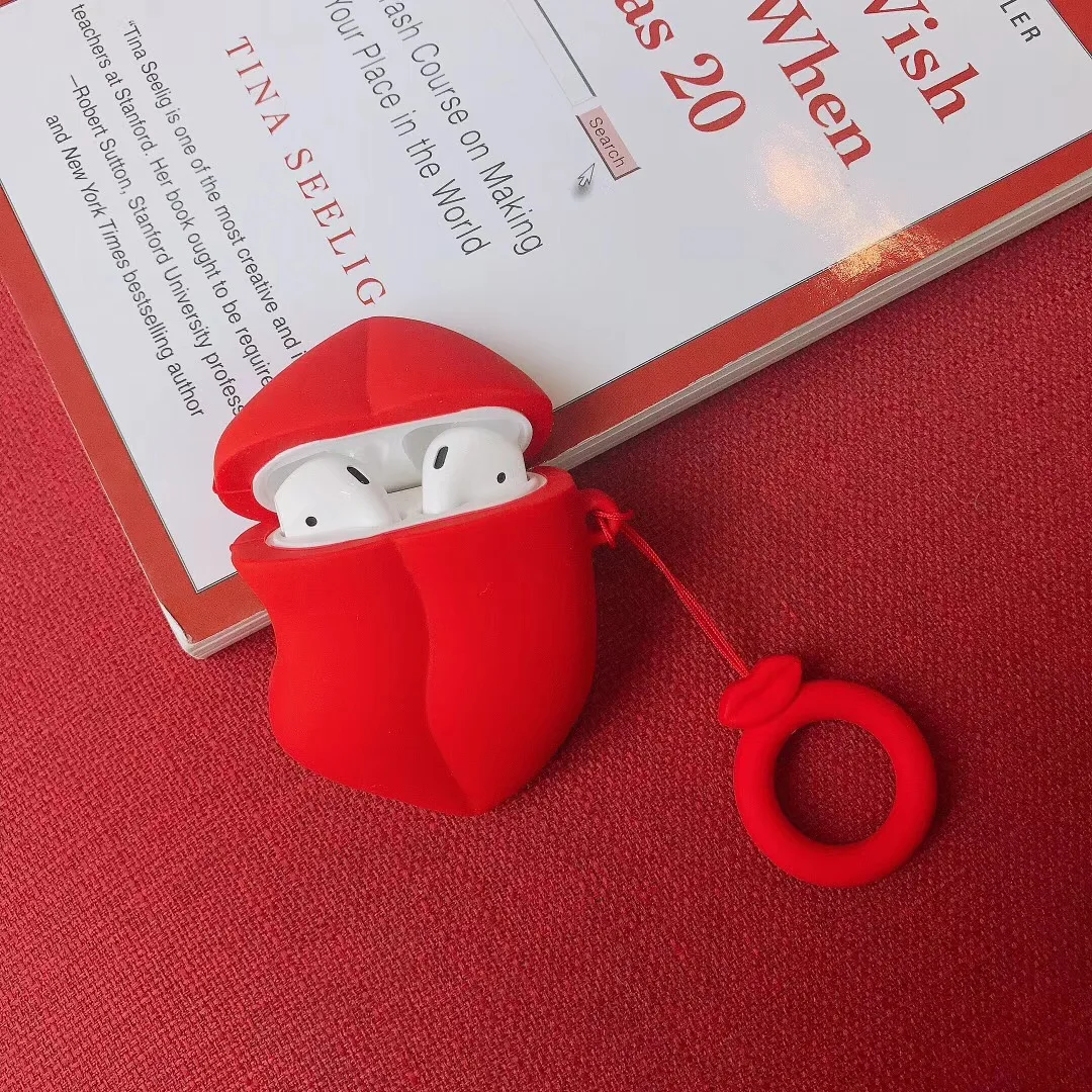 Sexy Lip Earphone Case For Airpods 1 Case Finger Ring Silicone Case Cover for Airpods 2 Earphone Bag Protective Earbuds Cover