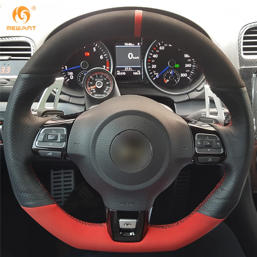 Чехол на руль для Volkswagen Golf 6 GTI MK6 VW Polo Scirocco R Passat CC Line 2010|leather steering wheel cover|steering coverwheel