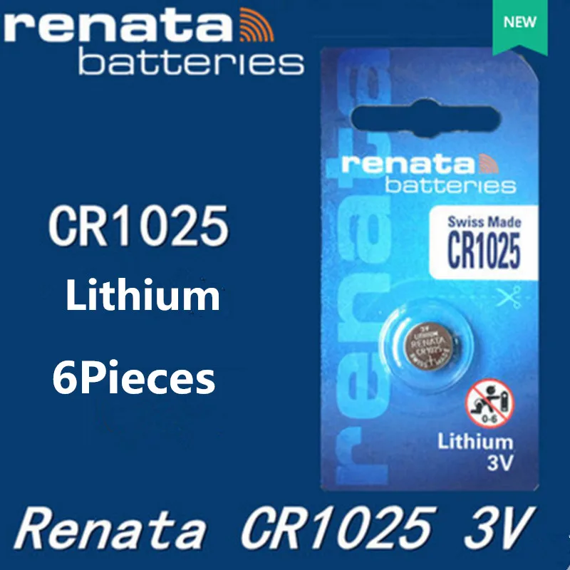 6 шт./лот renata литиевая батарея CR1025 3V % 100 оригинальный бренд 1025 | Электроника