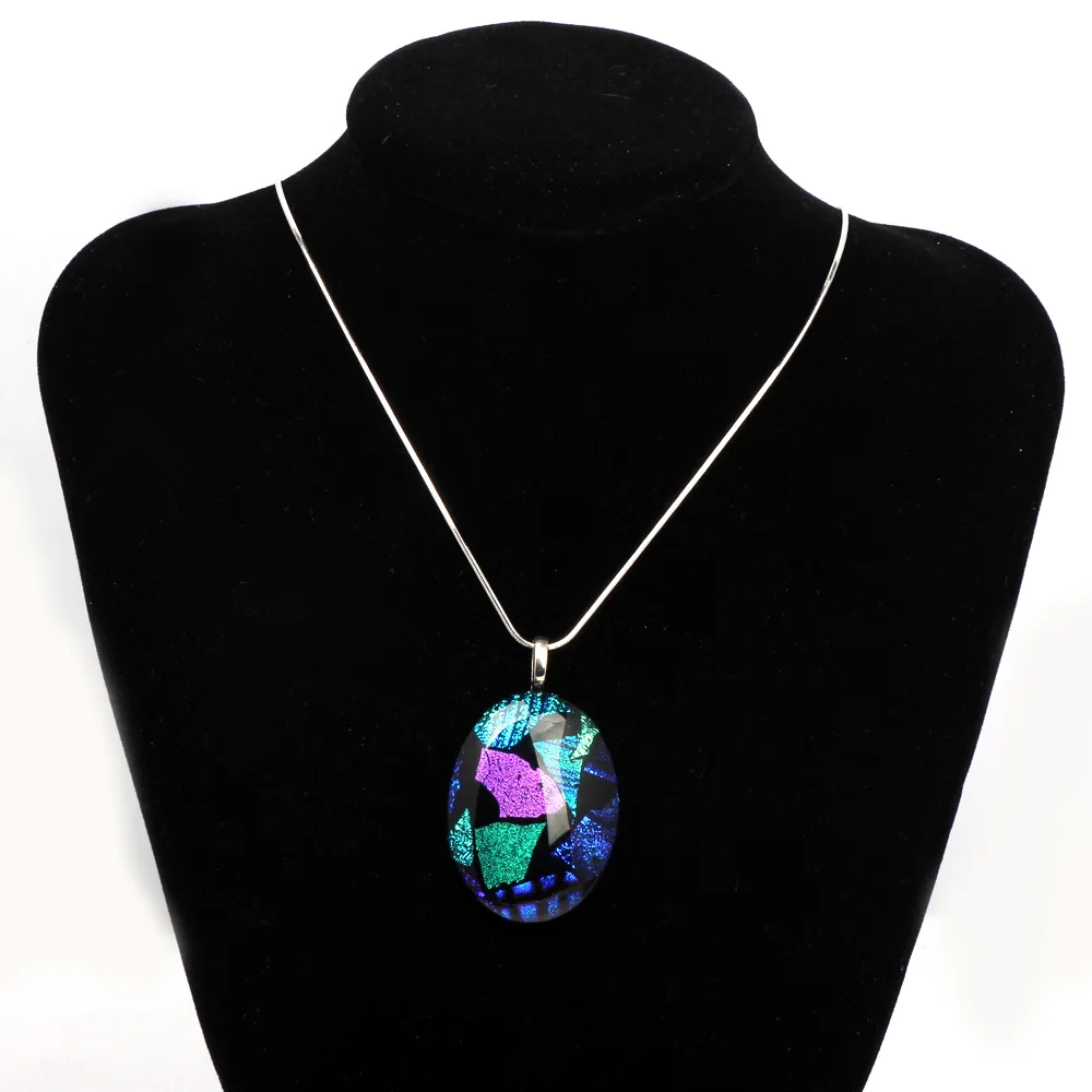 OlingArt Colorful gold foil Royal blue Jewelry Pendant Limited edition big oval Lampwork Glass Pendant for Necklace NEW 2018