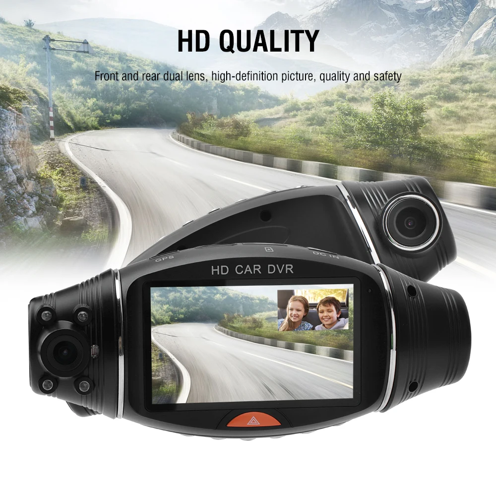 R310 2.7 inch Dual Lens HD Car DVR Camera GPS IR 140 Degree Night Vision Rear View Auto Car Camera G-sensor Car Camera Recorder