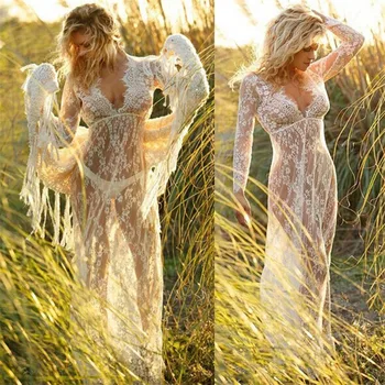 

Women Beach Dress Condole belt vest Lace Chiffon Crochet Cover Up Bathing Suit 30