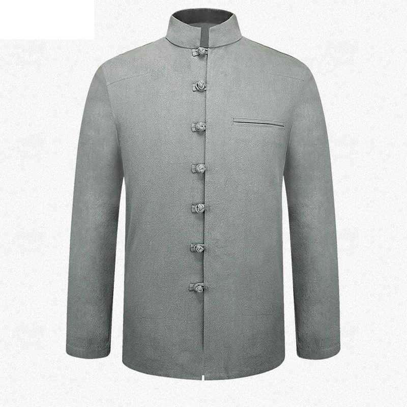 

Grey Brand New Arrival Chinese Traditional Men's Cotton Linen Coil Button Jackets Coats M L XL XXL 3XL MTJ2015024