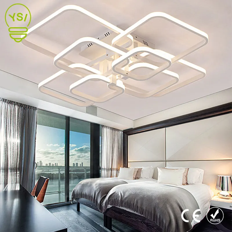 

Modern Acrylic LED Ceiling Light 85-265V Square Circel Rings Ceiling Light For Living Room Bedroom Home Fixtures