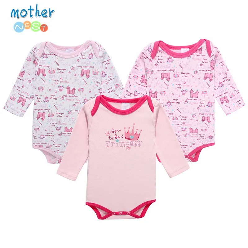 Mother Nest 3 PcsLot Baby Romper Infant Romper Long Sleeve Jumpsuit Romper 12 Colors Brand Baby Girl Boy Clothing Christmas