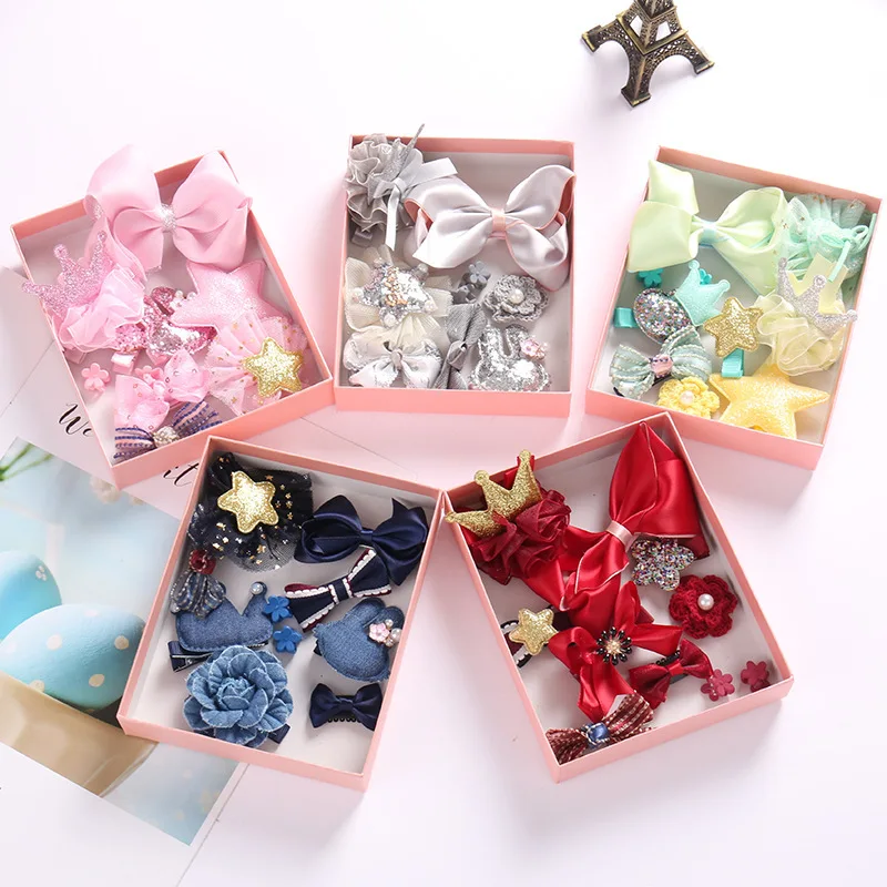 

10 PCS Kids Hair Clips Set Princess Barrette Children Headwear GirlsLovely Rabbit Ear Hair Ball Baby Hairpins Hair Accessories