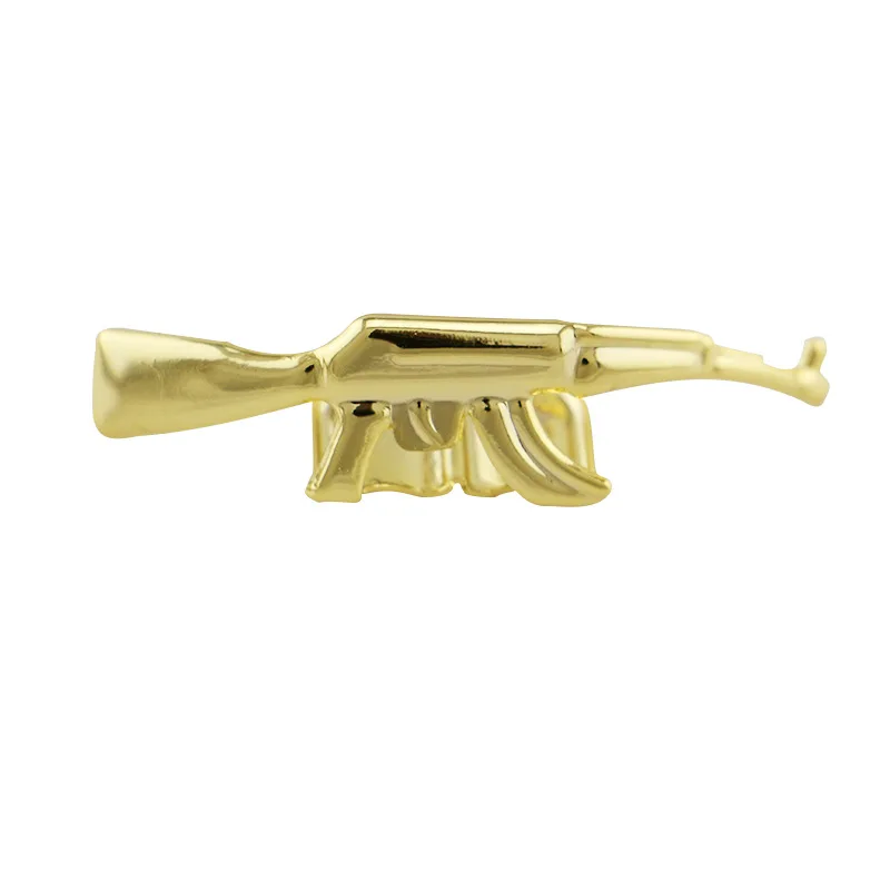 

Hip Hop rapper Teeth Grillz icon Submachine gun Ak47 Pistol 4 Color tooth Grillz for wwomen men jewelry YT0007