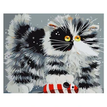 Пугающие кошки в снегу ручной работы Краска высокого качества Холст Красивая краска ing по номерам Сюрприз подарок большое удовлетворение